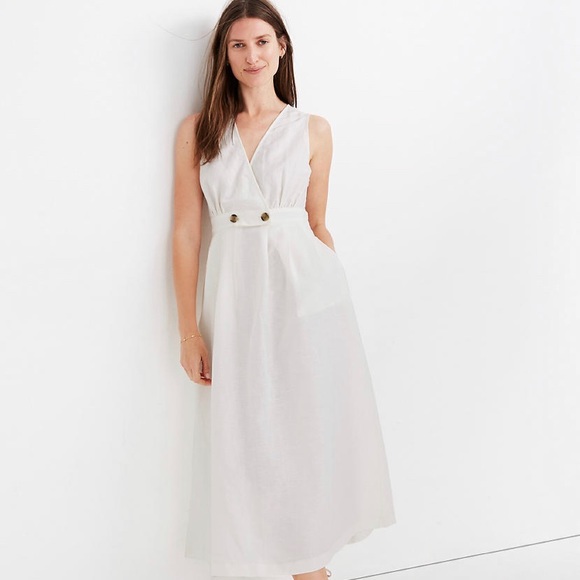 Madewell Button-Waist Wrap Midi Dress - Picture 14 of 16